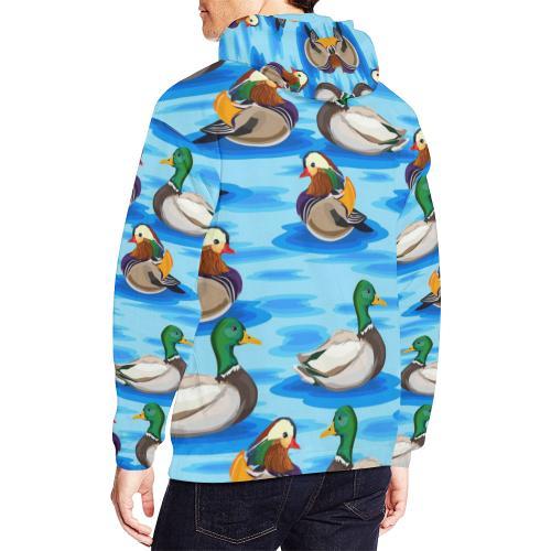 Duck Mallard Pattern Print Men Pullover Hoodie-grizzshop