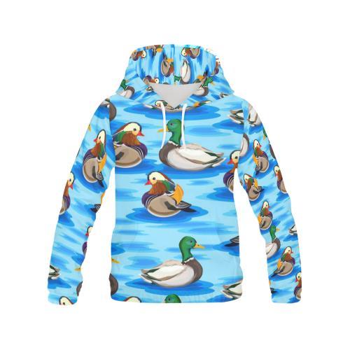 Duck Mallard Pattern Print Women Pullover Hoodie-grizzshop