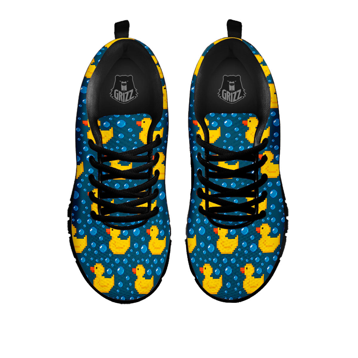 Duck Rubber Pixel Print Pattern Black Sneaker-grizzshop