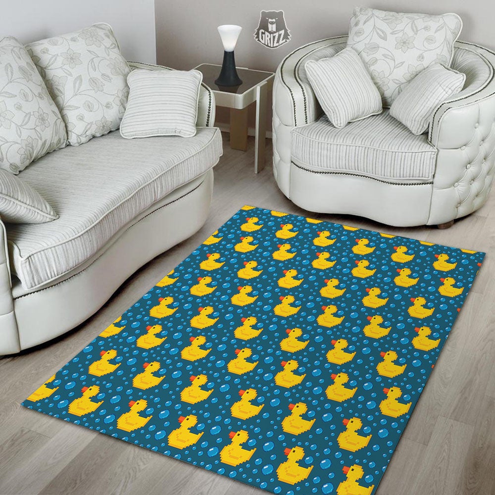 Duck Rubber Pixel Print Pattern Floor Mat-grizzshop