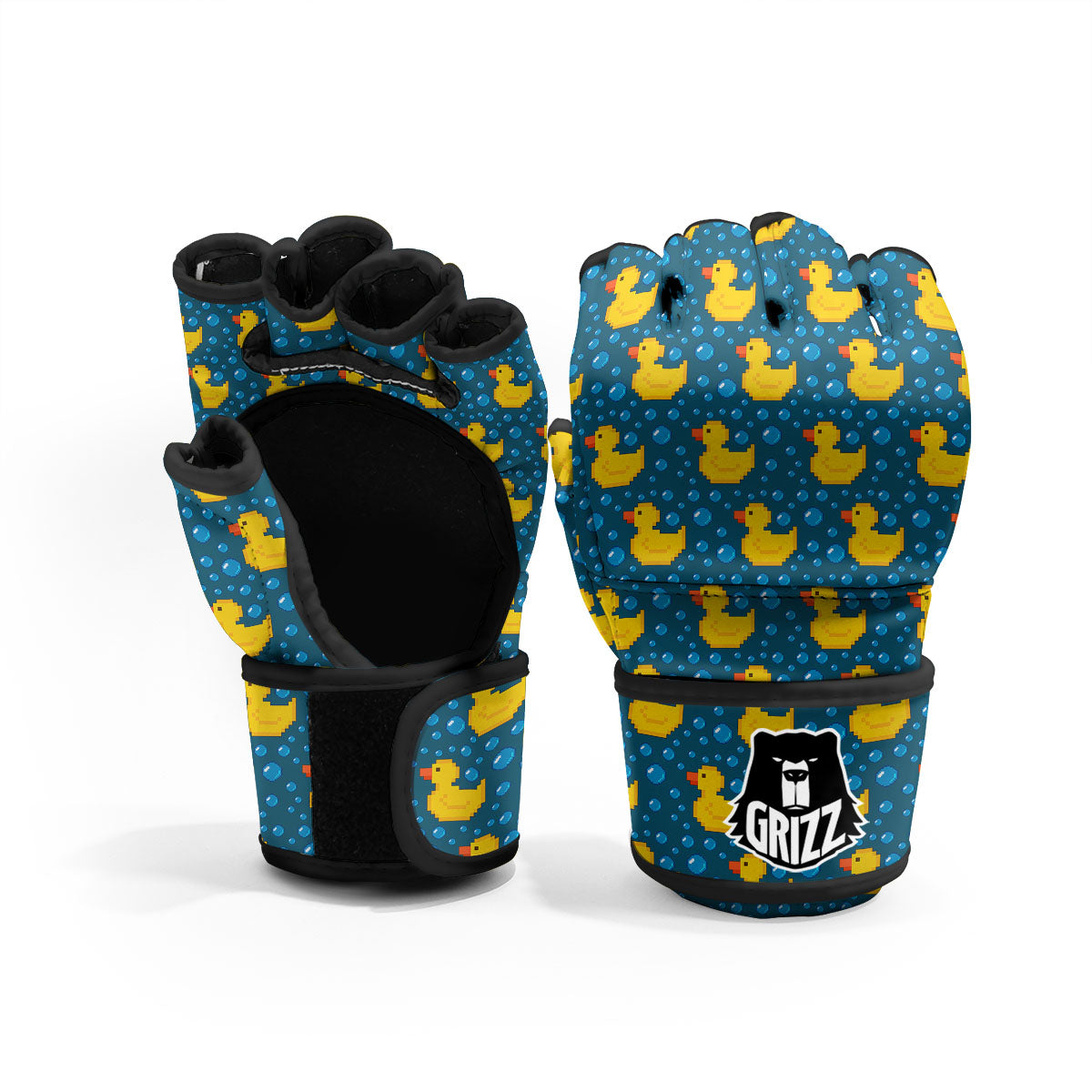 Duck Rubber Pixel Print Pattern MMA Gloves-grizzshop