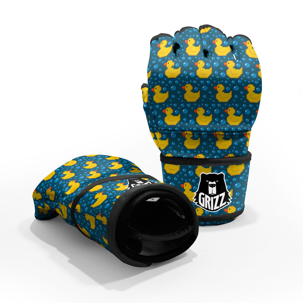 Duck Rubber Pixel Print Pattern MMA Gloves-grizzshop