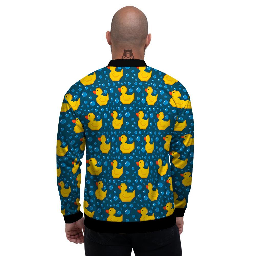 Duck Rubber Pixel Print Pattern Men's Bomber Jacket-grizzshop