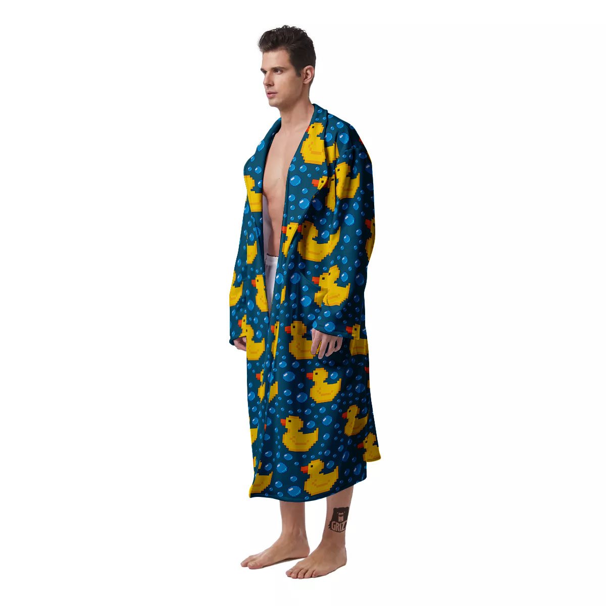Duck Rubber Pixel Print Pattern Men's Robe-grizzshop