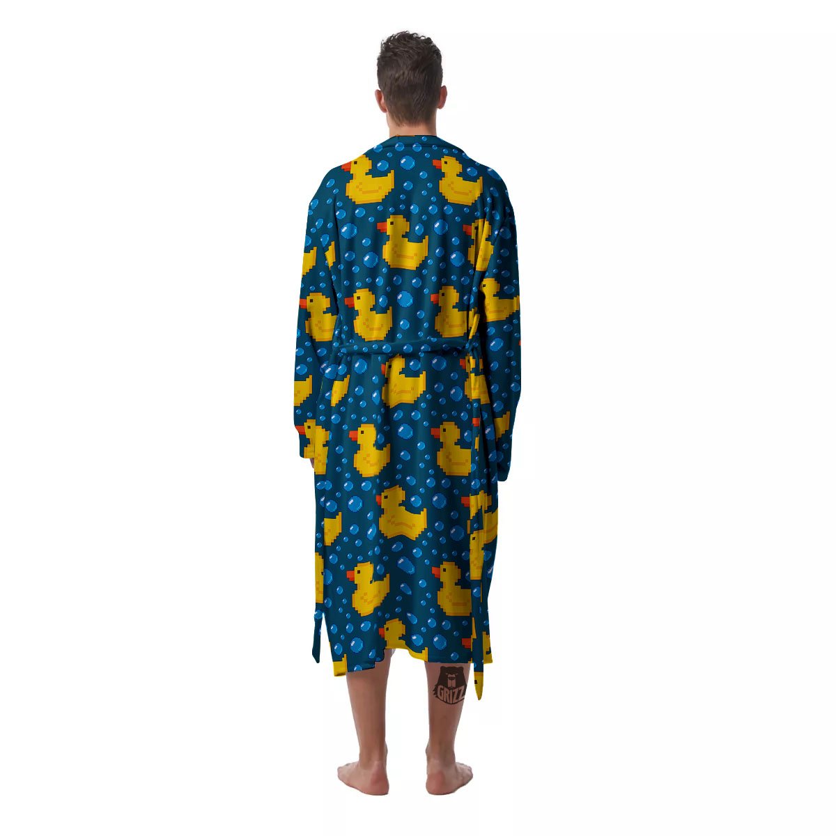 Duck Rubber Pixel Print Pattern Men's Robe-grizzshop