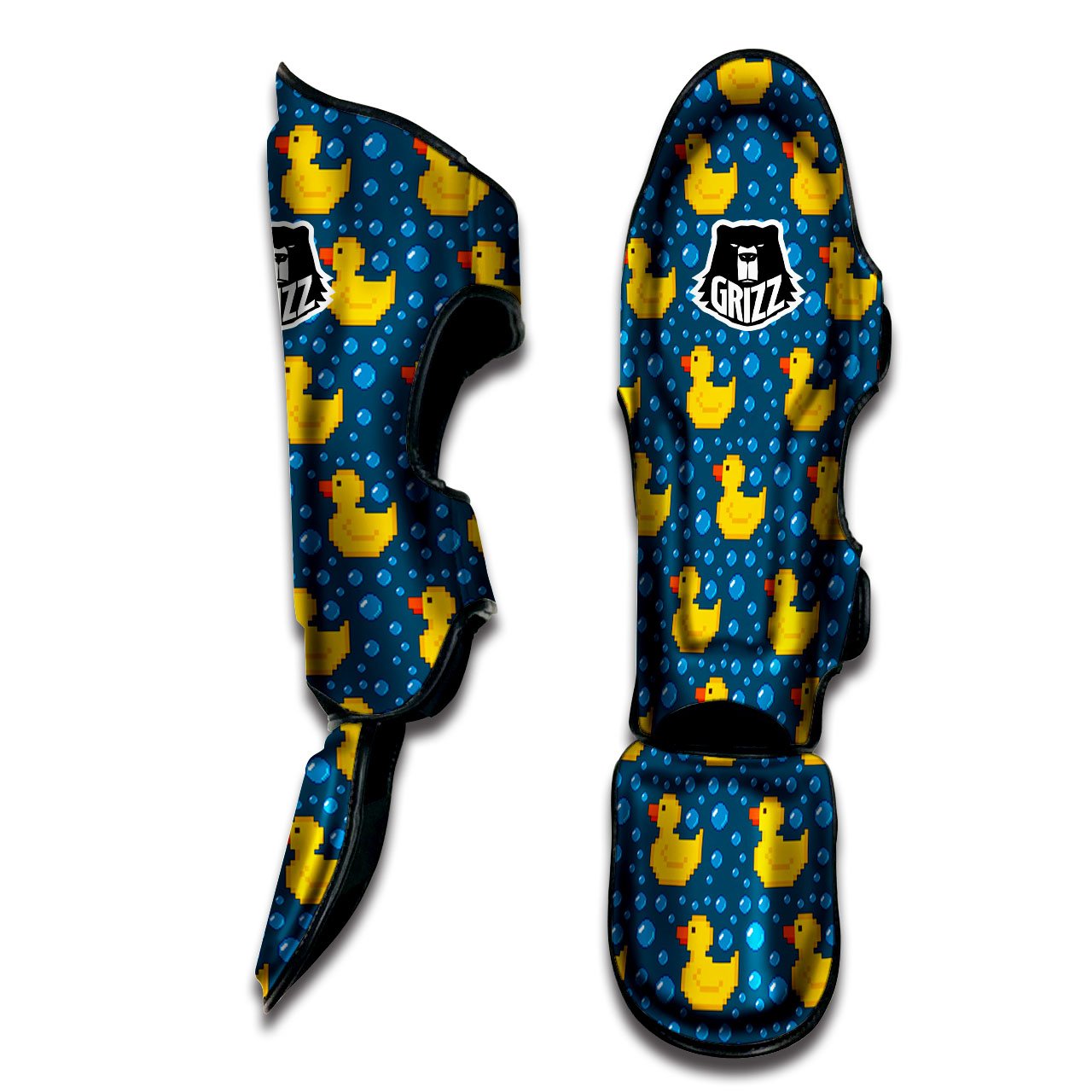 Duck Rubber Pixel Print Pattern Muay Thai Shin Guards-grizzshop