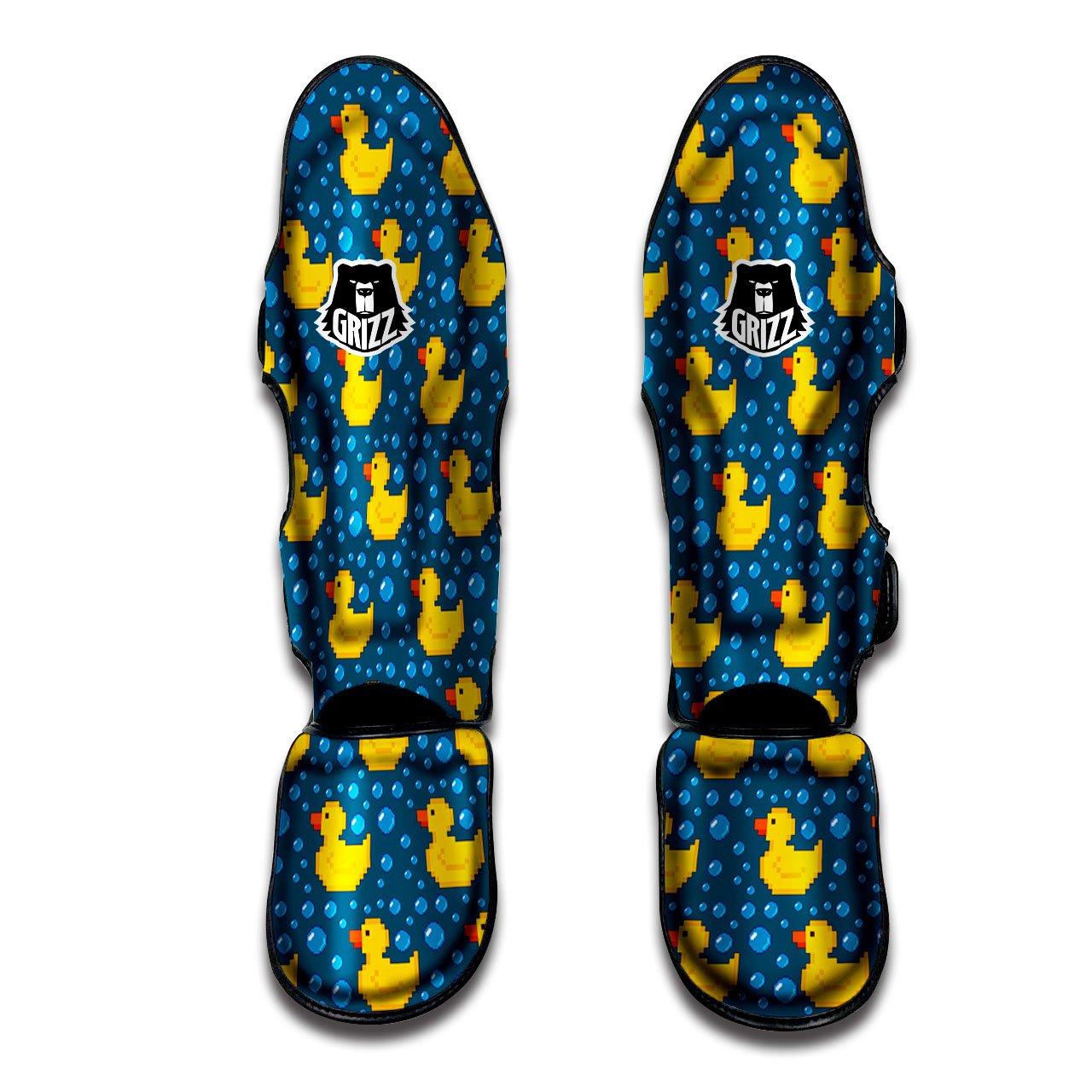 Duck Rubber Pixel Print Pattern Muay Thai Shin Guards-grizzshop