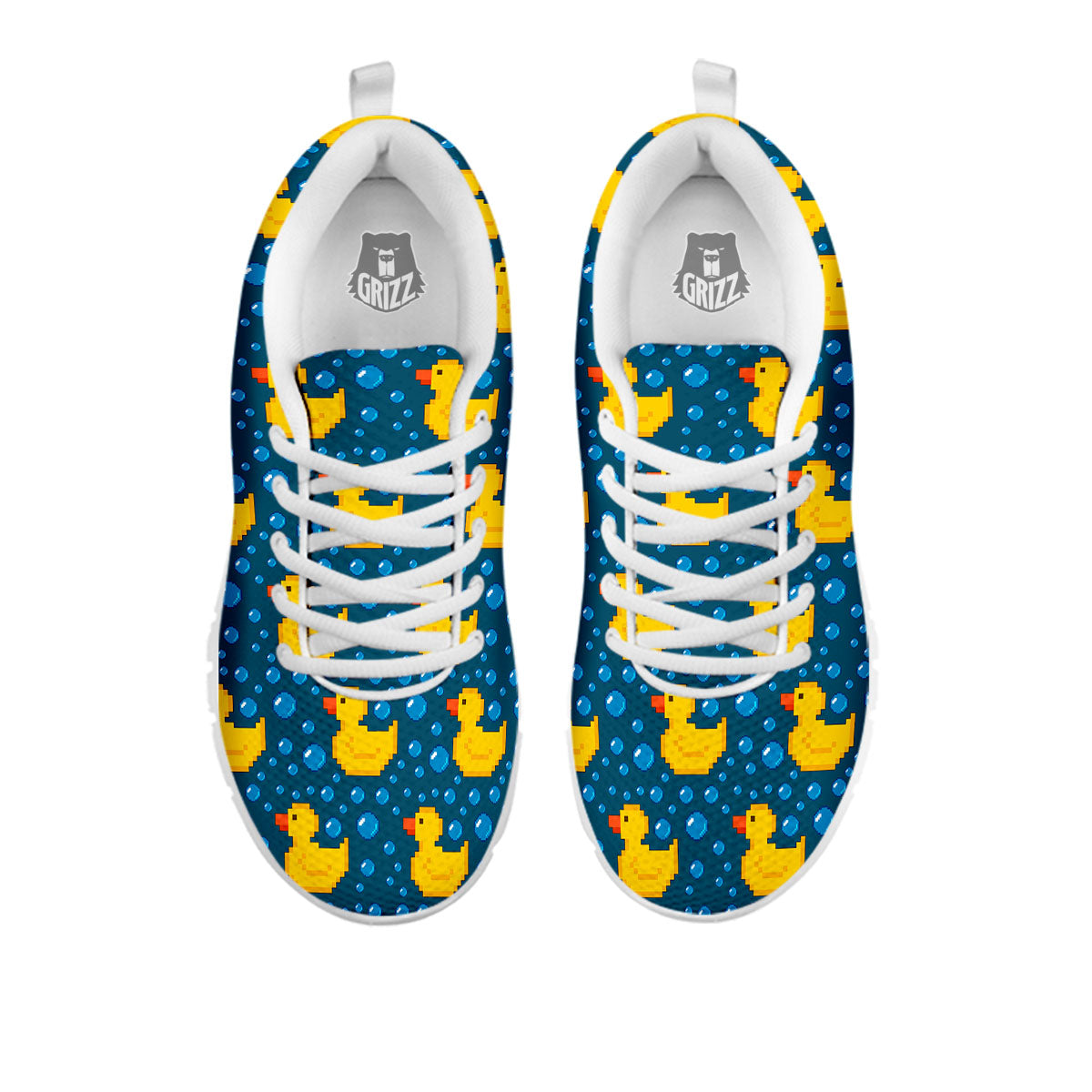 Duck Rubber Pixel Print Pattern White Sneaker-grizzshop