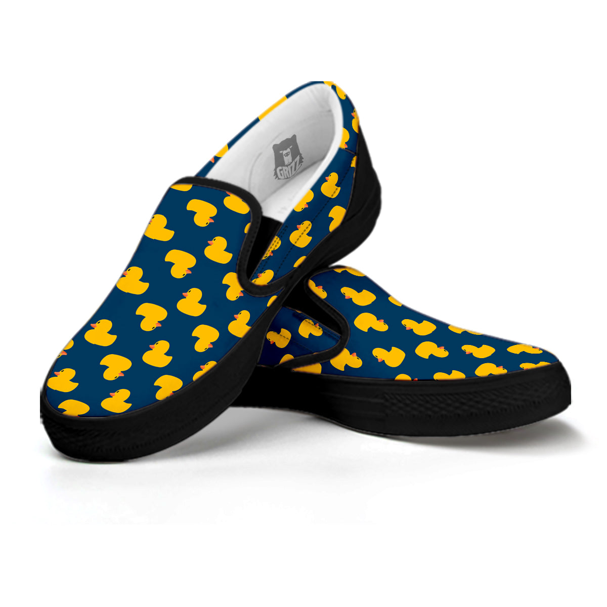 Ducks Rubber Yellow Print Pattern Black Slip On Shoes-grizzshop