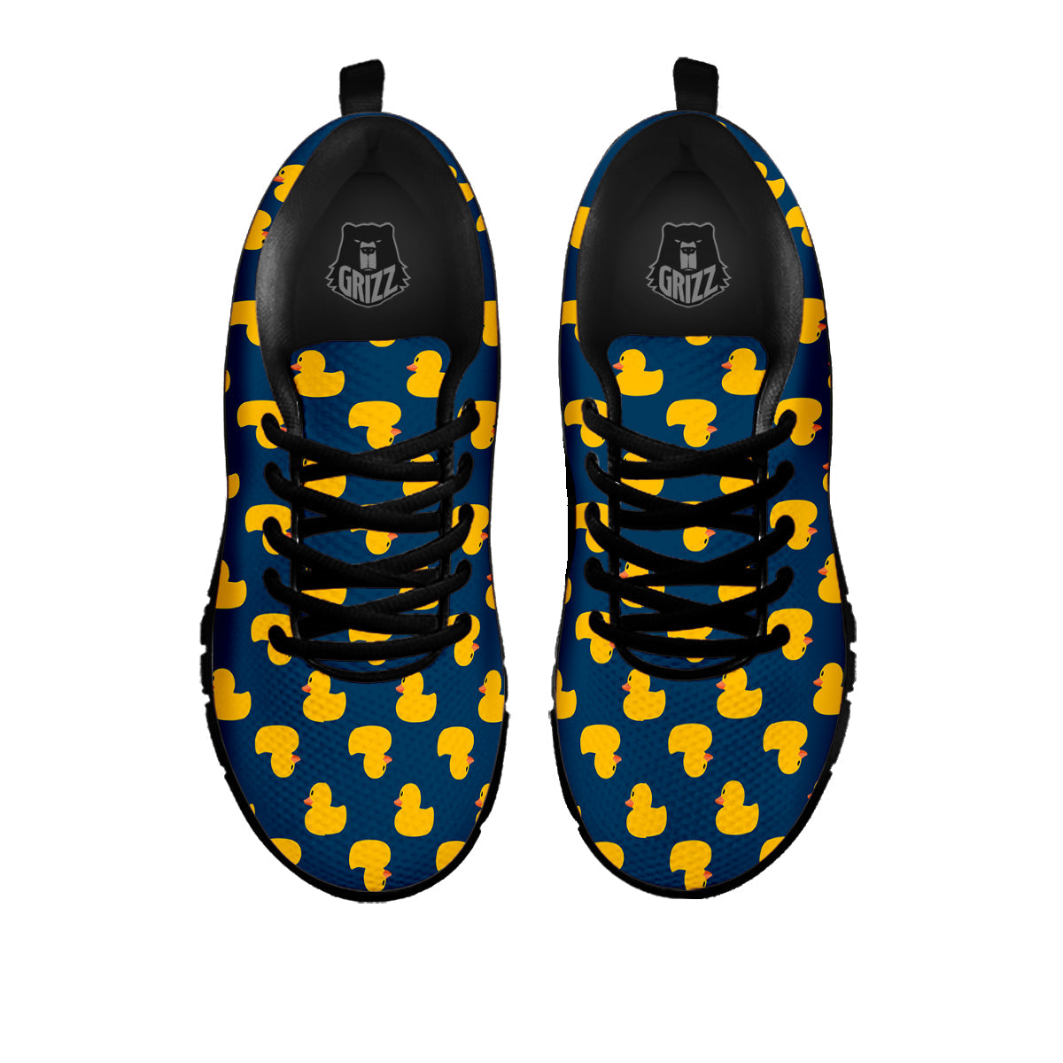 Ducks Rubber Yellow Print Pattern Black Sneaker-grizzshop