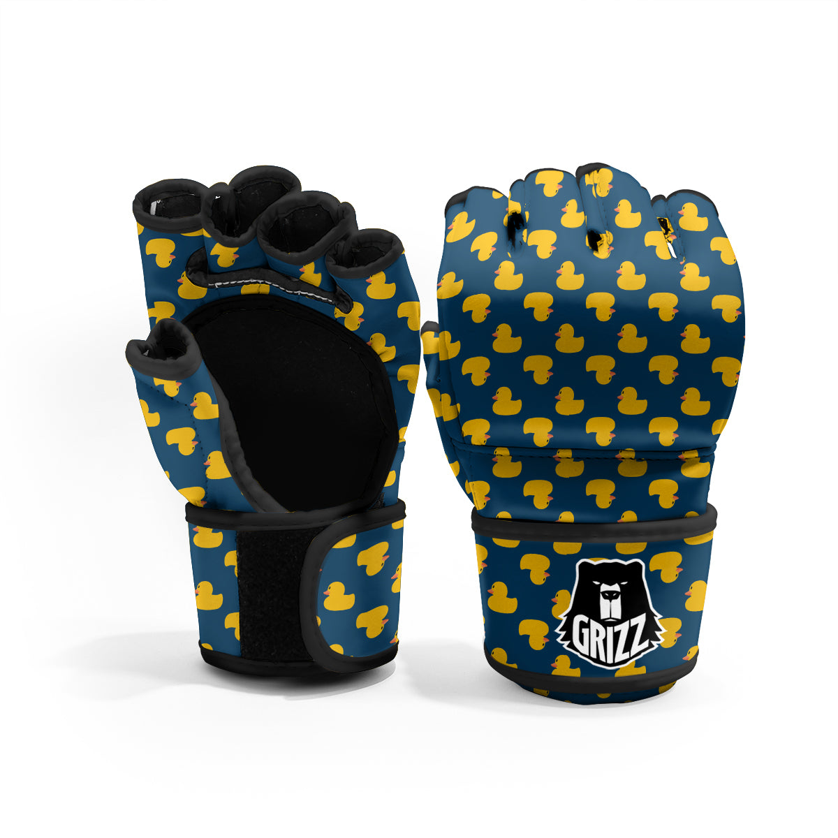 Ducks Rubber Yellow Print Pattern MMA Gloves-grizzshop