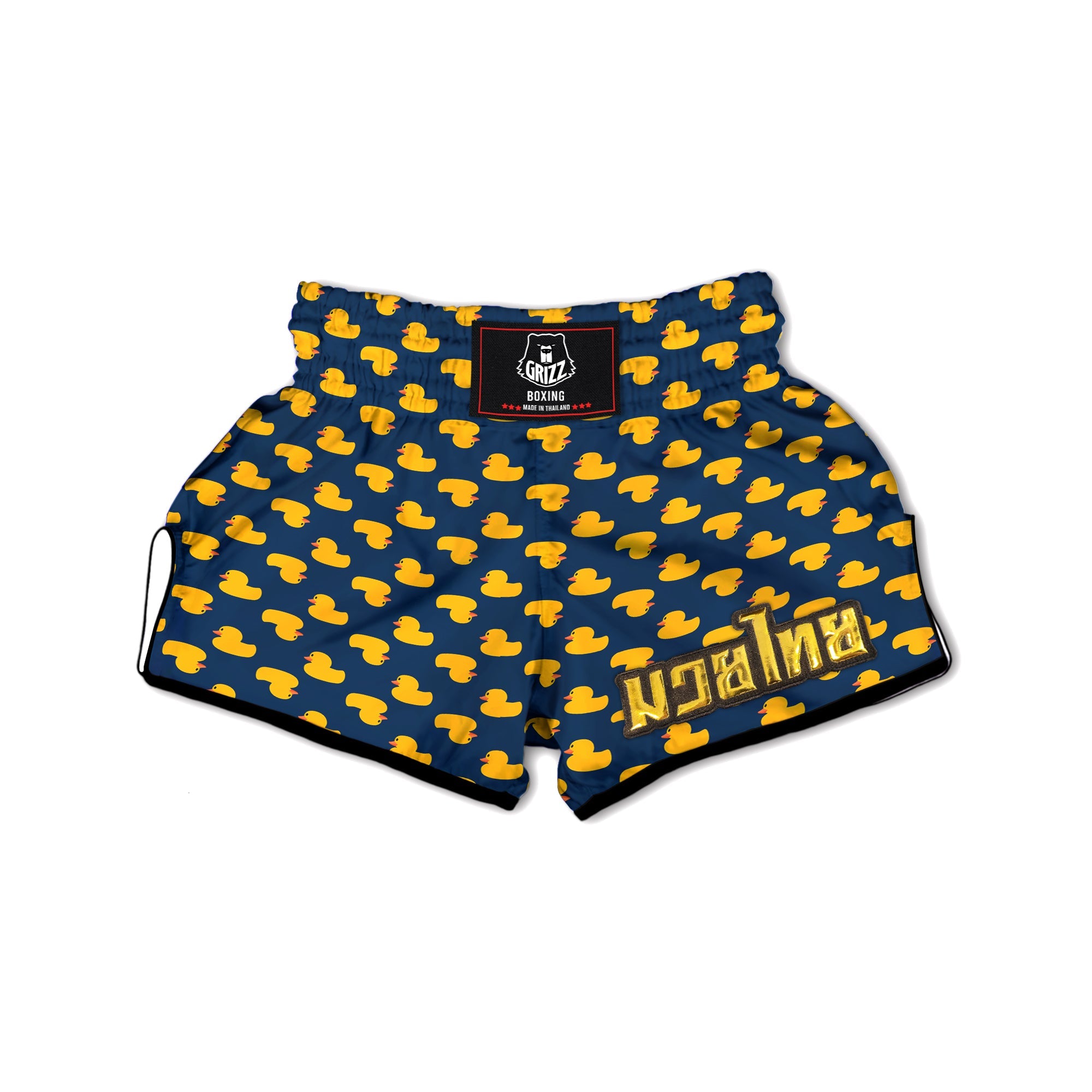 Ducks Rubber Yellow Print Pattern Muay Thai Boxing Shorts-grizzshop