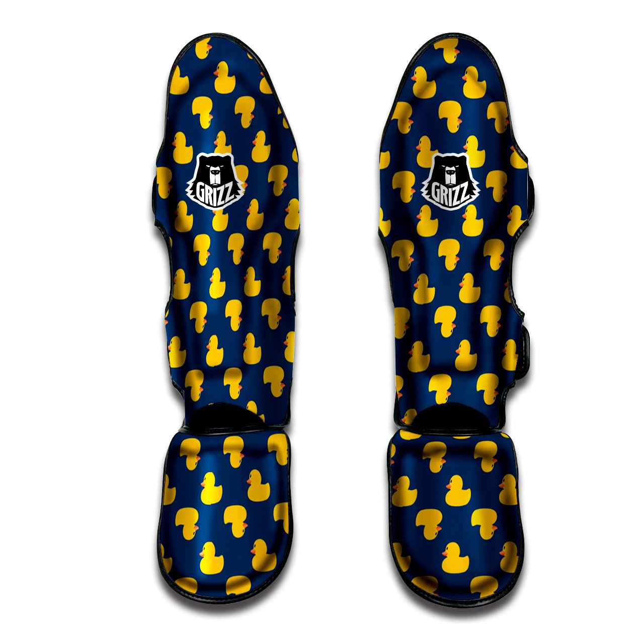 Ducks Rubber Yellow Print Pattern Muay Thai Shin Guards-grizzshop