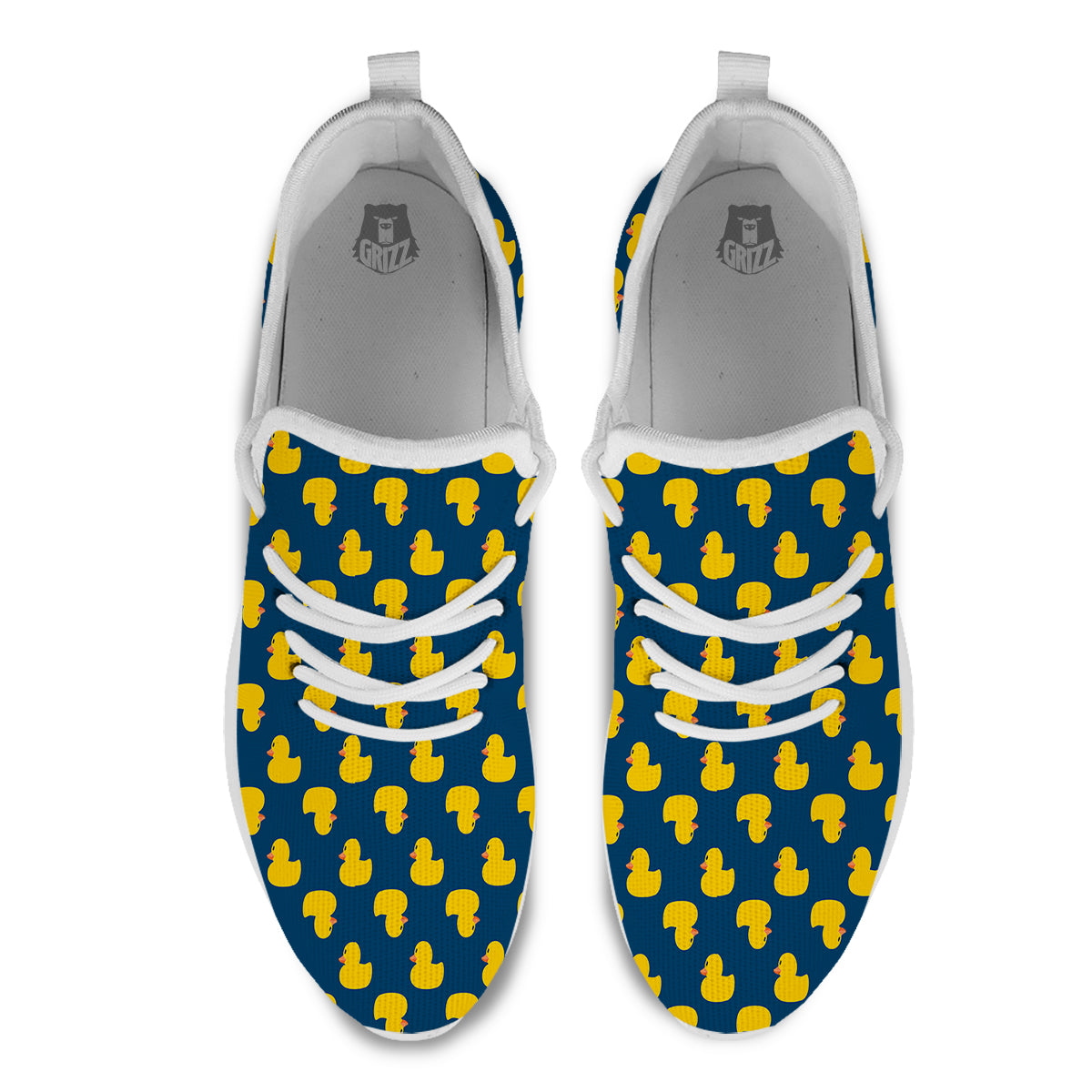 Ducks Rubber Yellow Print Pattern White Athletic Shoes-grizzshop