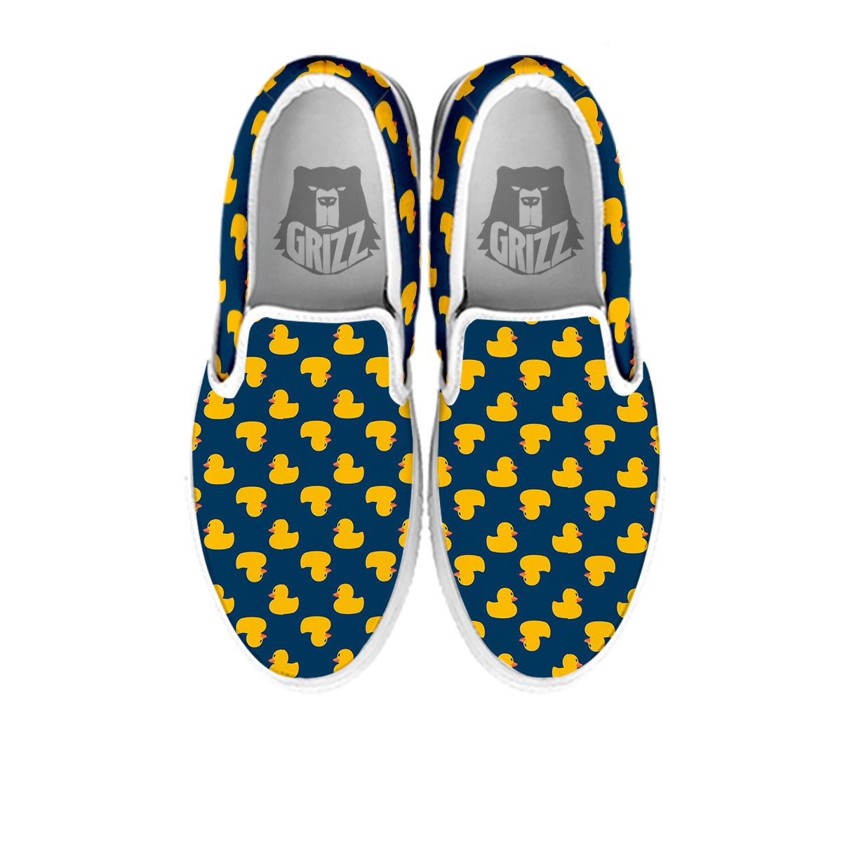 Ducks Rubber Yellow Print Pattern White Slip On Shoes-grizzshop