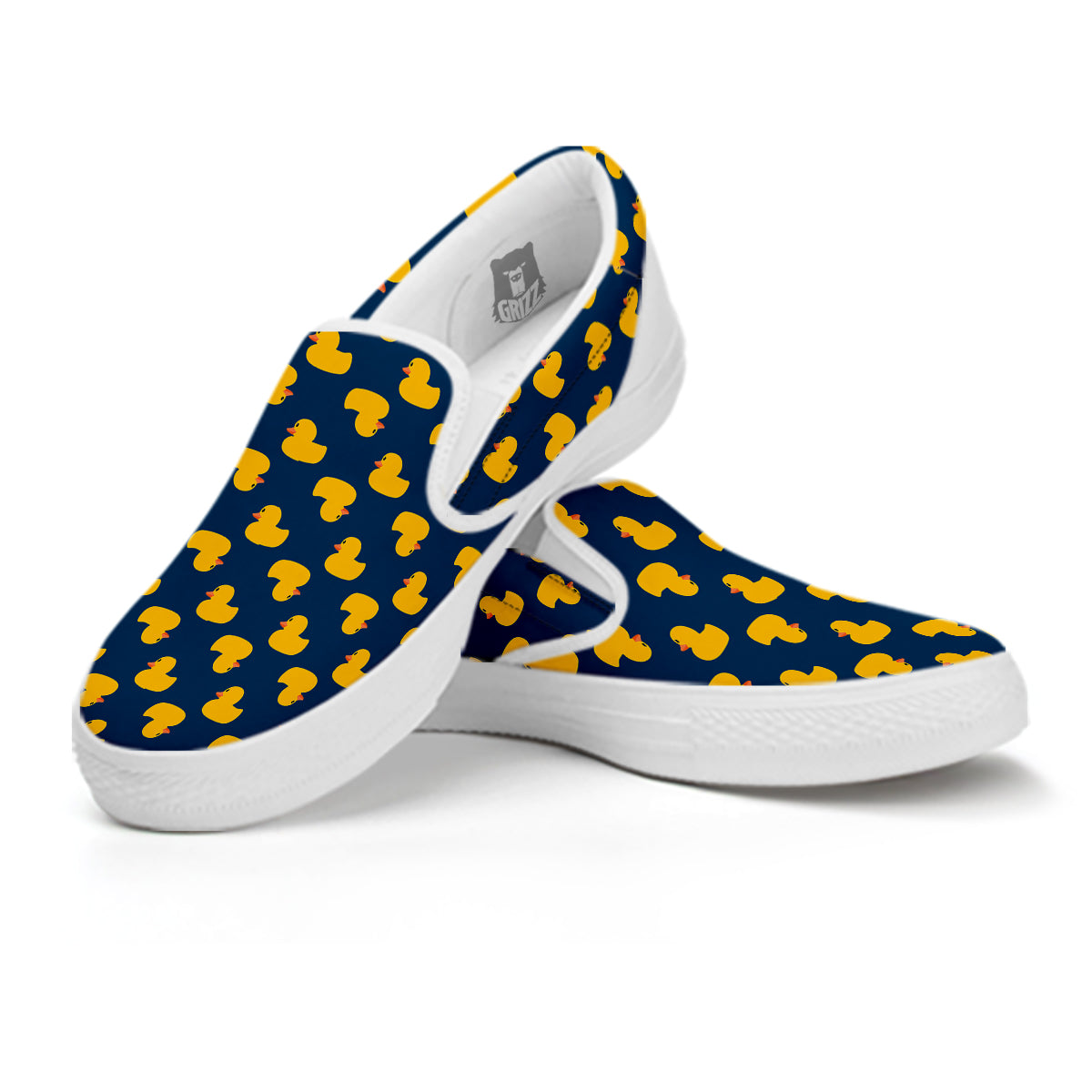 Ducks Rubber Yellow Print Pattern White Slip On Shoes-grizzshop