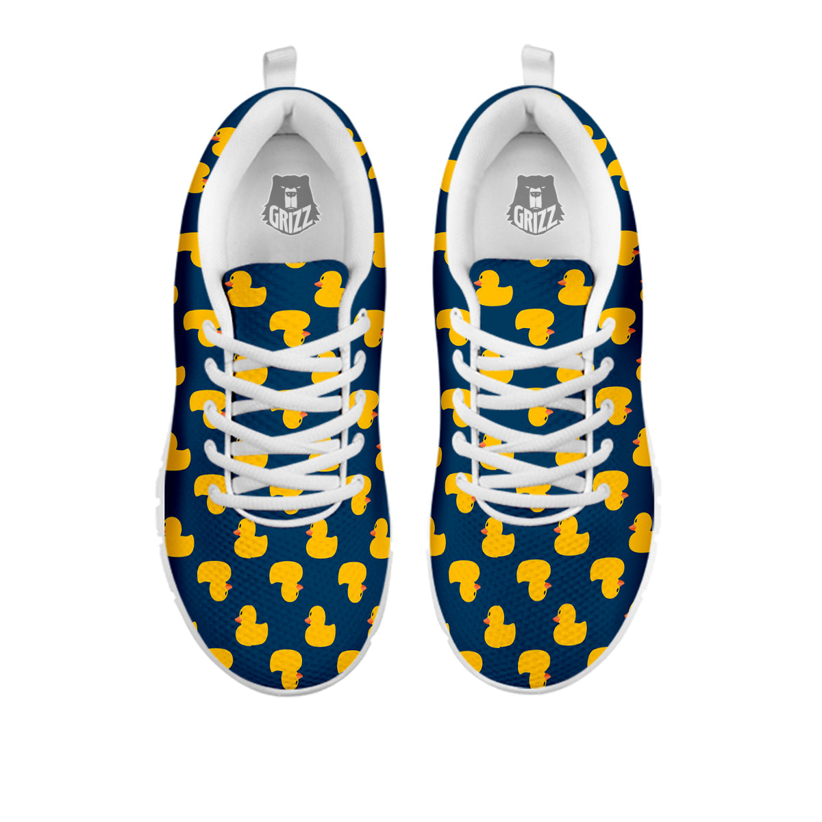 Ducks Rubber Yellow Print Pattern White Sneaker-grizzshop
