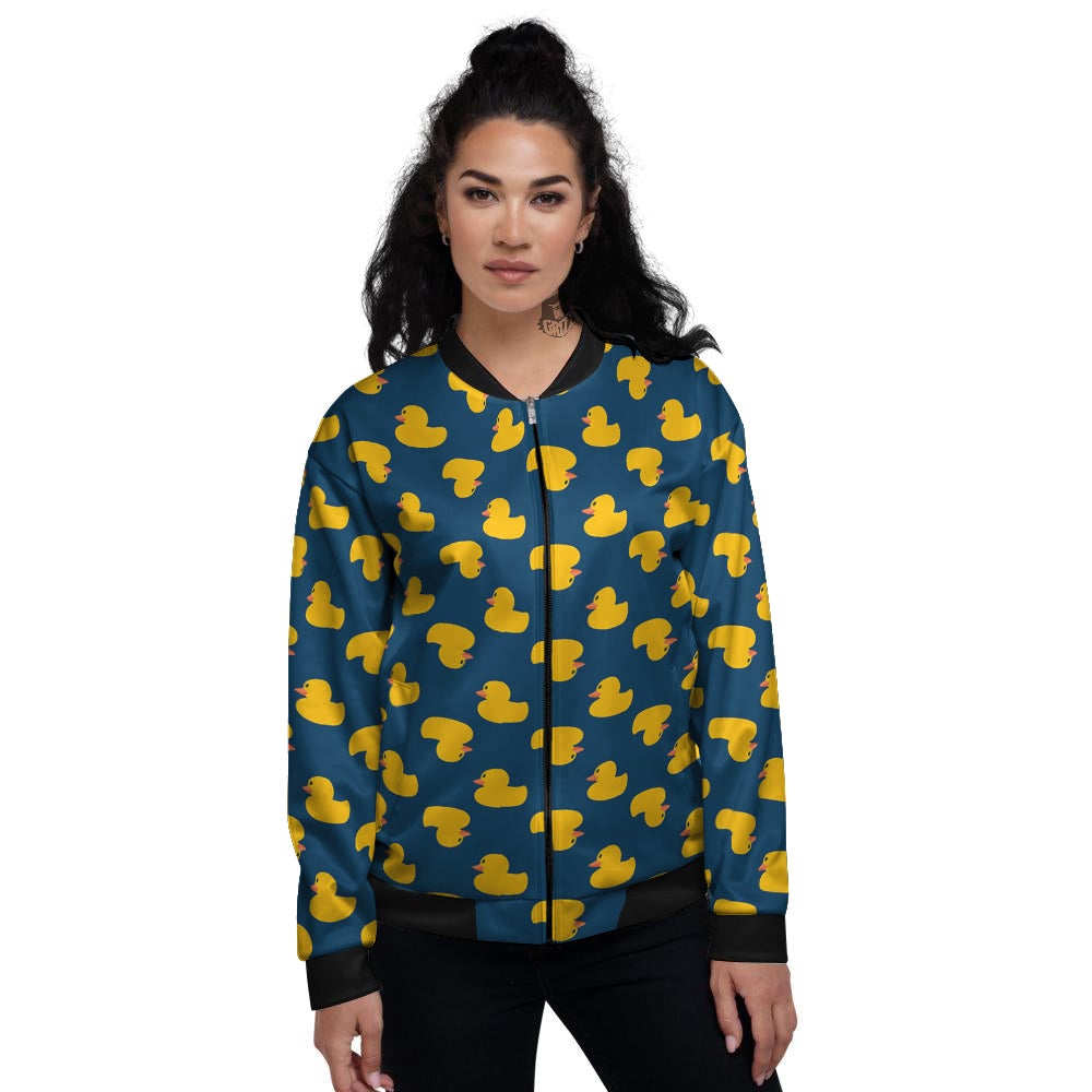 Ducks Rubber Yellow Print Pattern Women's Bomber Jacket-grizzshop
