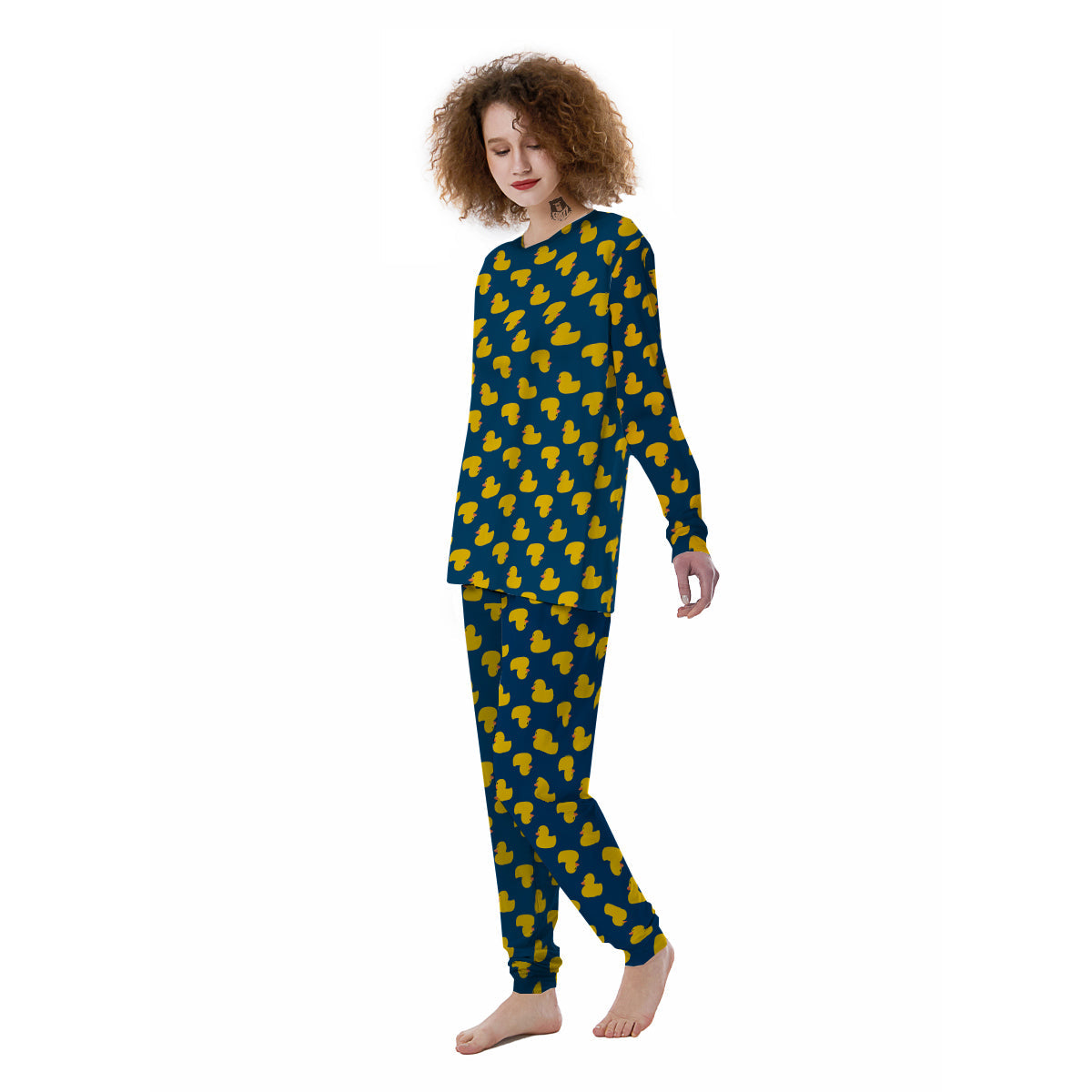 Ducks Rubber Yellow Print Pattern Women's Pajamas-grizzshop