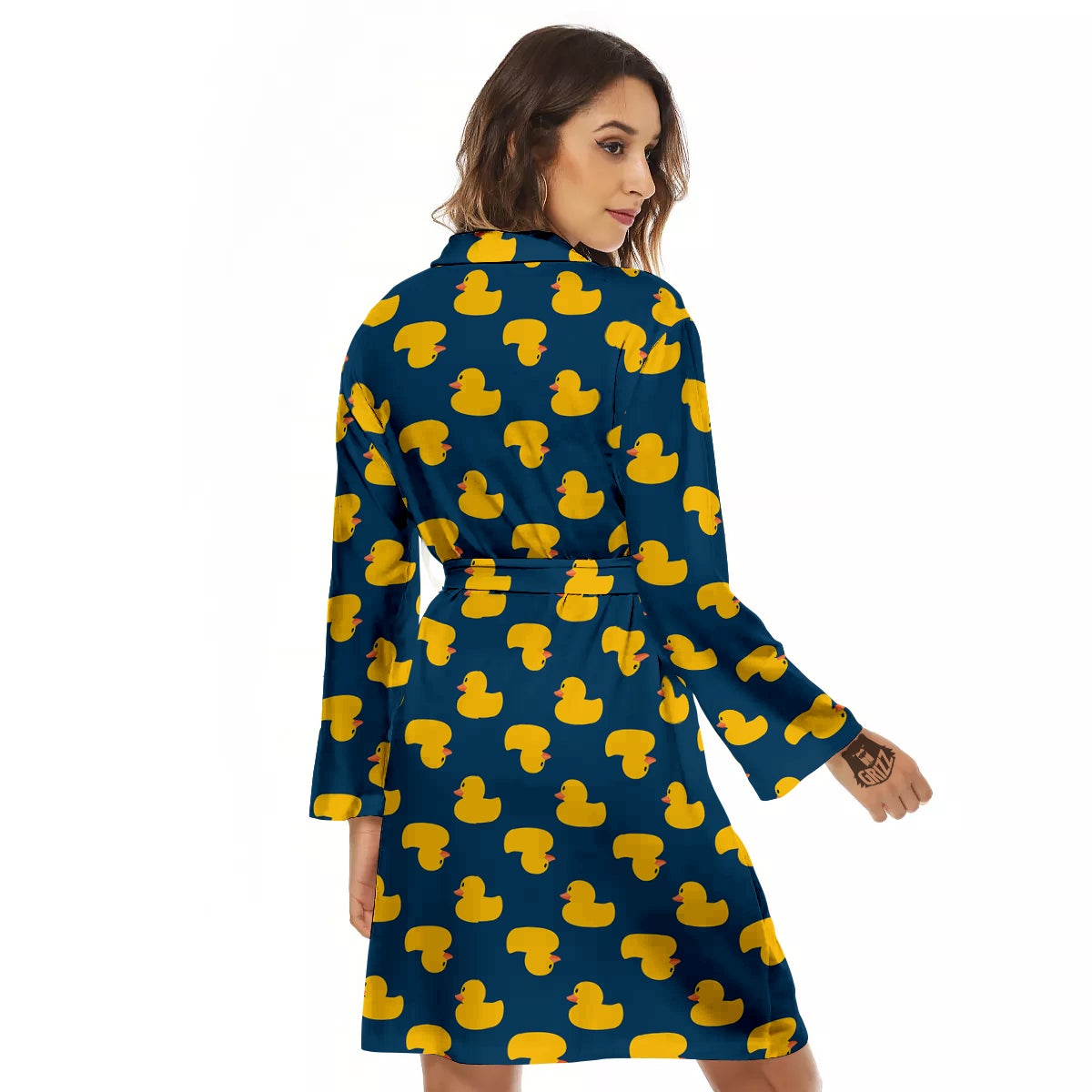 Ducks Rubber Yellow Print Pattern Women's Robe-grizzshop