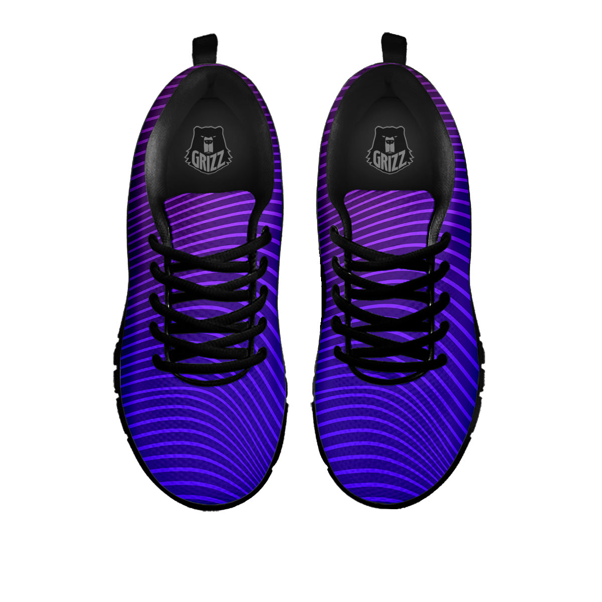 EDM Wave Purple And Blue Print Black Sneaker-grizzshop