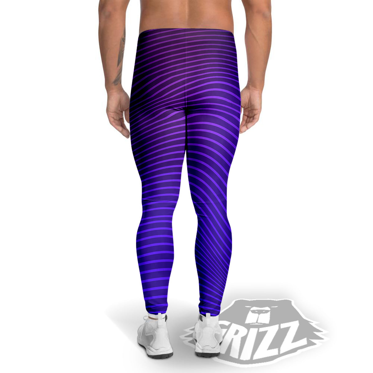 EDM Wave Purple And Blue Print Men's Leggings-grizzshop