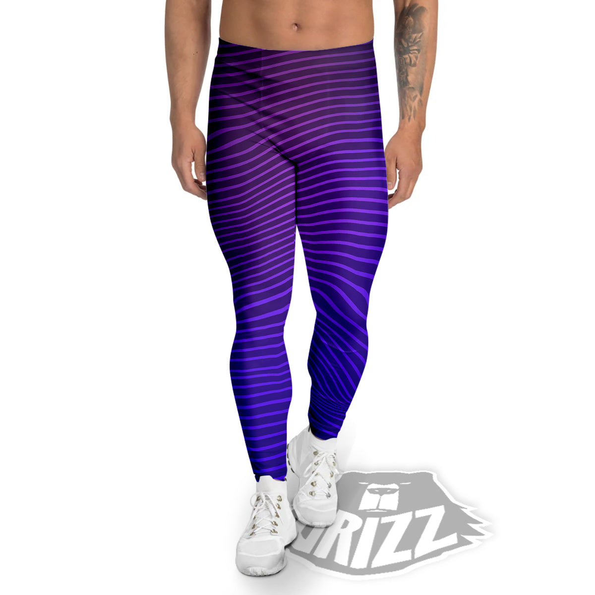 EDM Wave Purple And Blue Print Men's Leggings-grizzshop