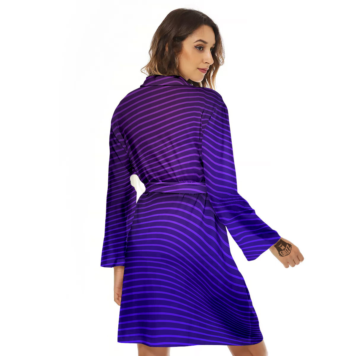 EDM Wave Purple And Blue Print Women's Robe-grizzshop