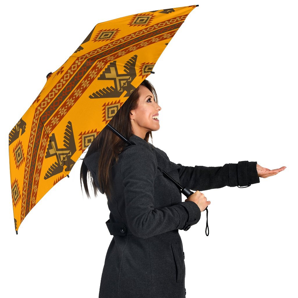 Eagle Aztec Pattern Print Automatic Foldable Umbrella-grizzshop