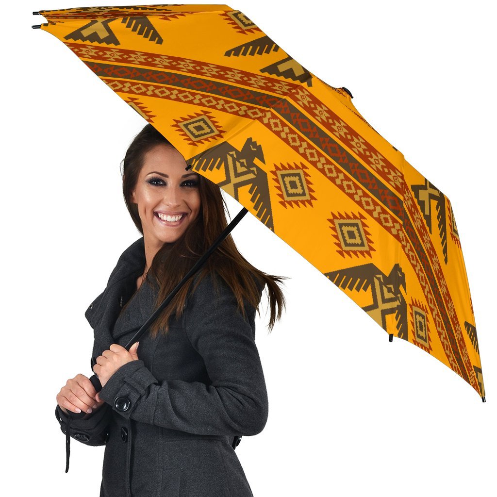 Eagle Aztec Pattern Print Automatic Foldable Umbrella-grizzshop