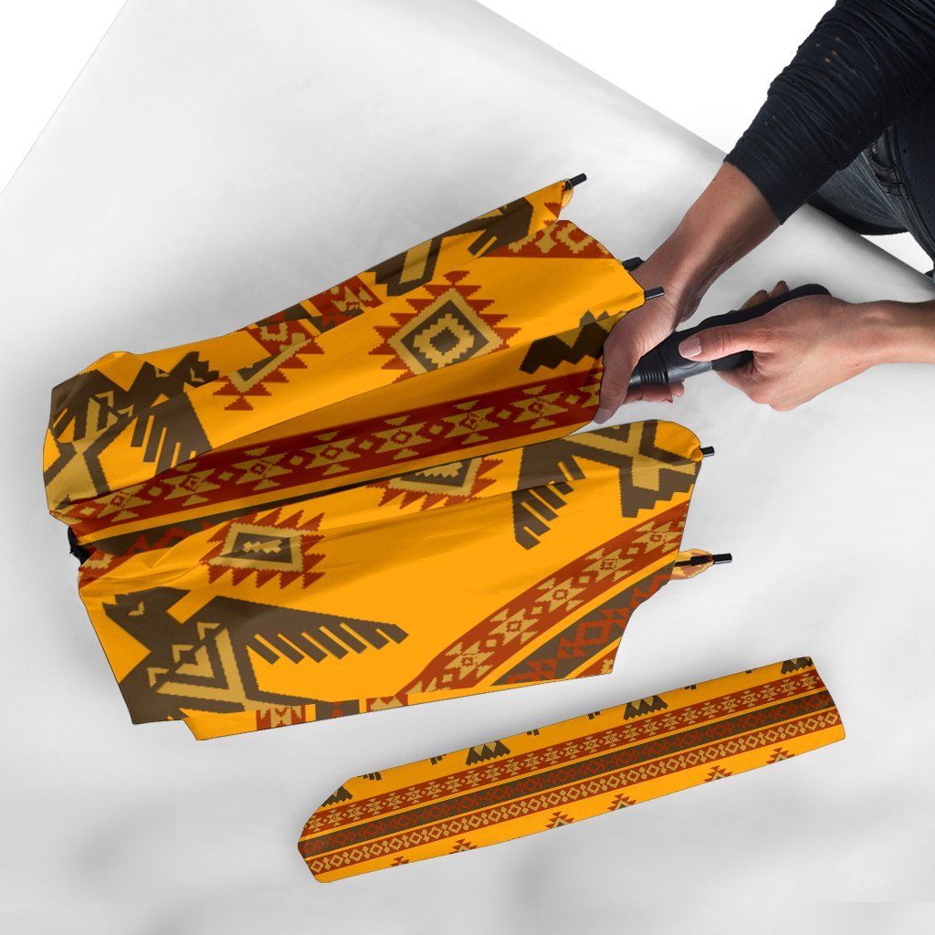 Eagle Aztec Pattern Print Automatic Foldable Umbrella-grizzshop
