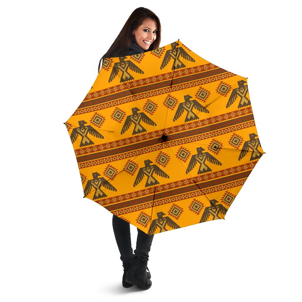 Eagle Aztec Pattern Print Automatic Foldable Umbrella-grizzshop