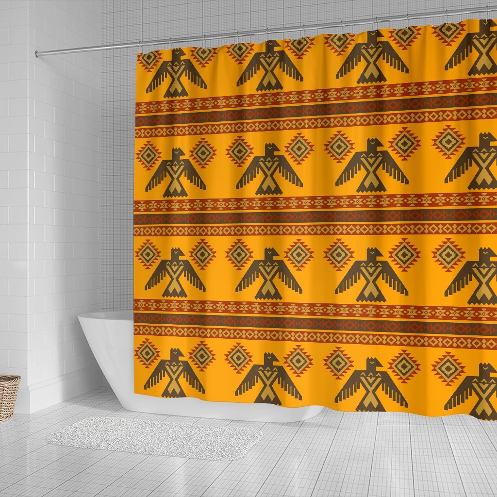 Eagle Aztec Pattern Print Bathroom Shower Curtain-grizzshop