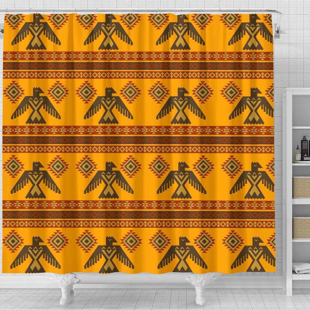 Eagle Aztec Pattern Print Bathroom Shower Curtain-grizzshop