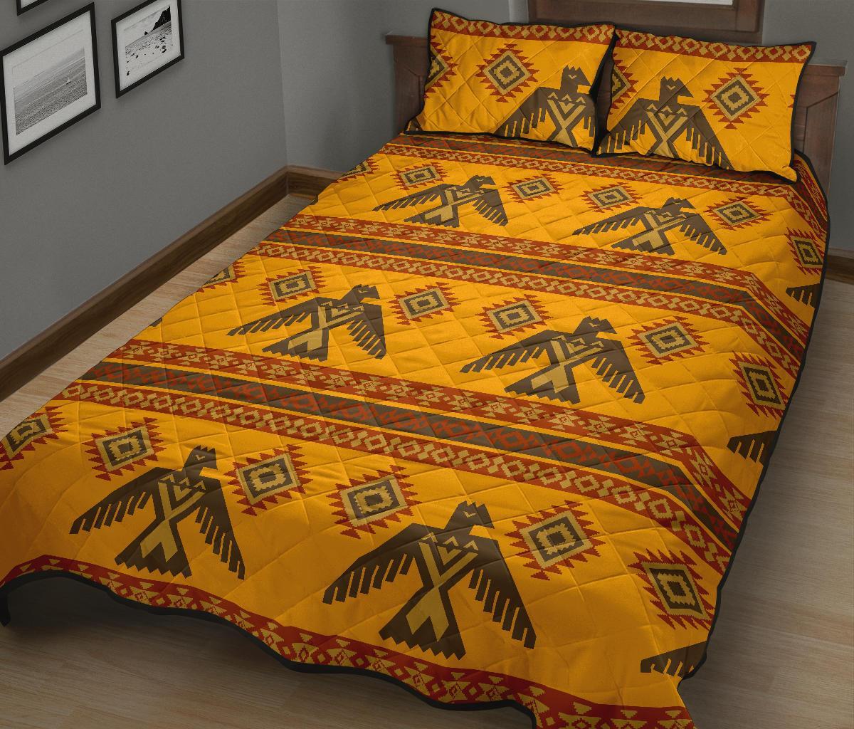 Eagle Aztec Pattern Print Bed Set Quilt-grizzshop