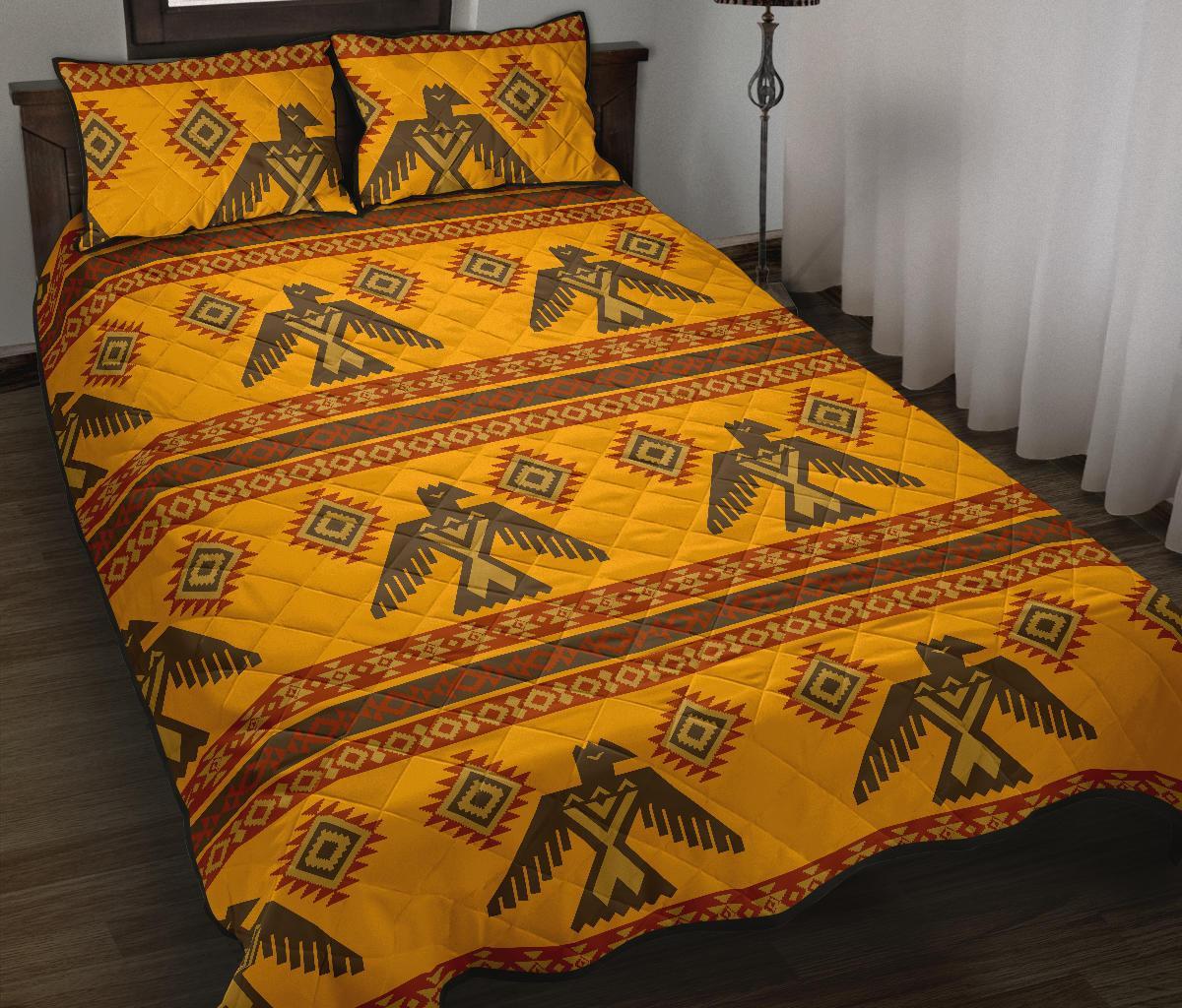 Eagle Aztec Pattern Print Bed Set Quilt-grizzshop