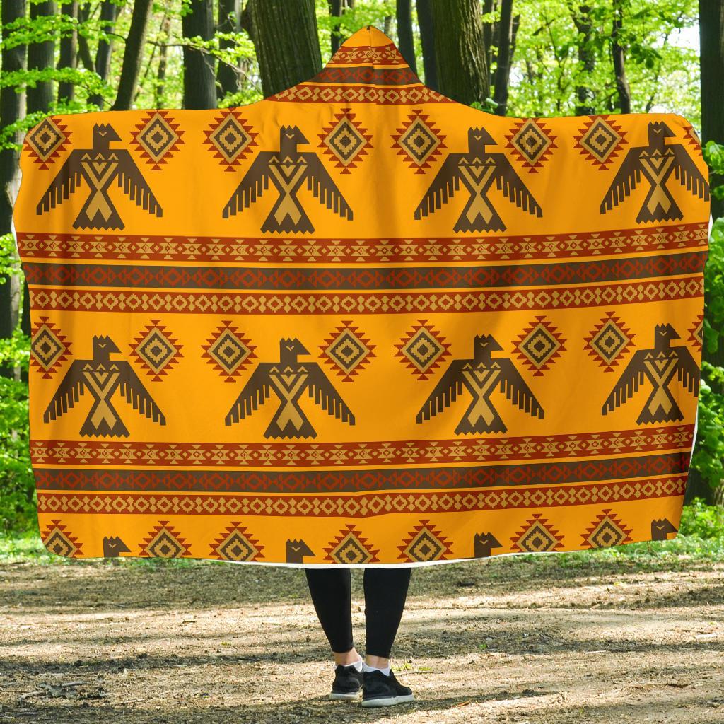 Eagle Aztec Pattern Print Hooded Blanket-grizzshop