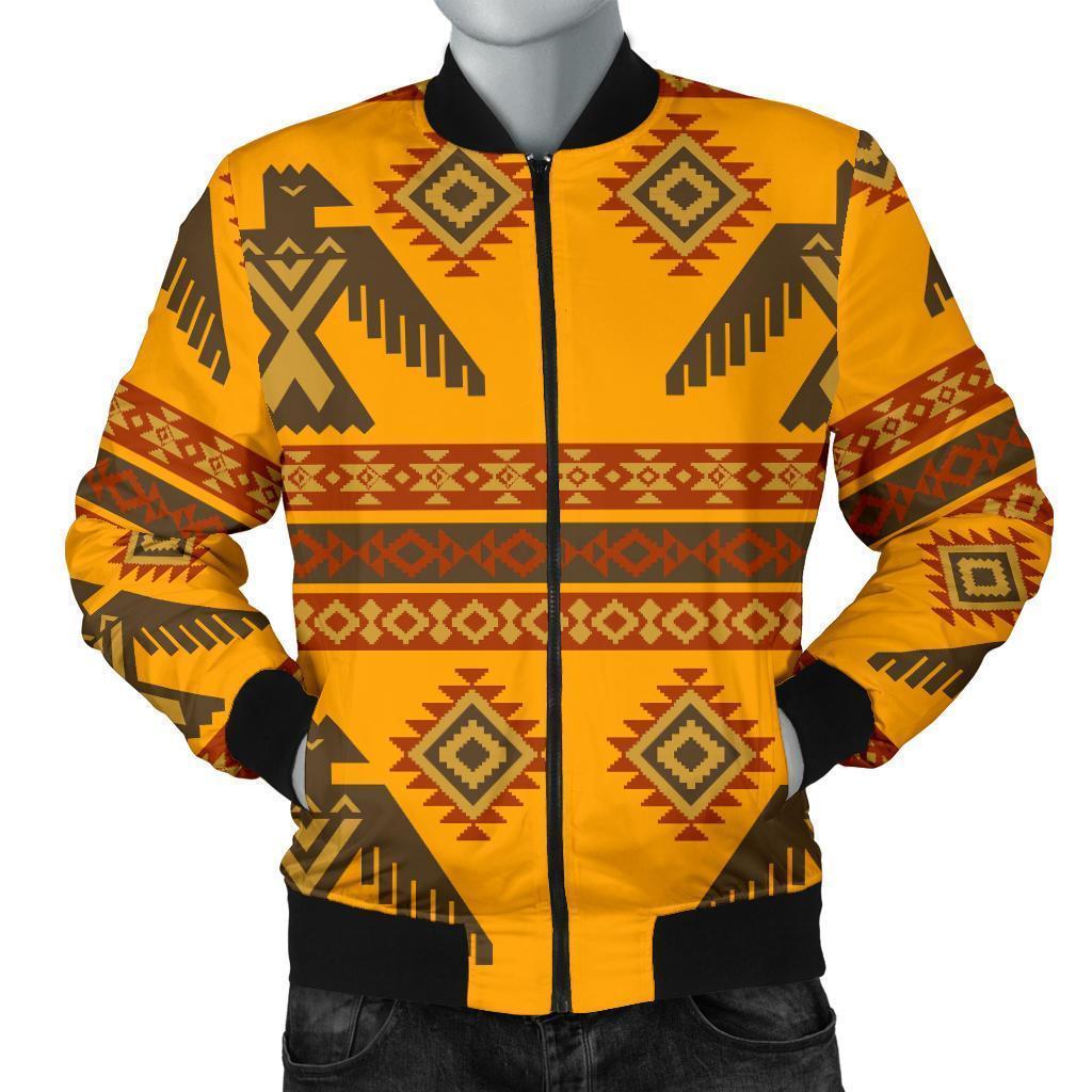 Eagle Aztec Pattern Print Men's Bomber Jacket-grizzshop