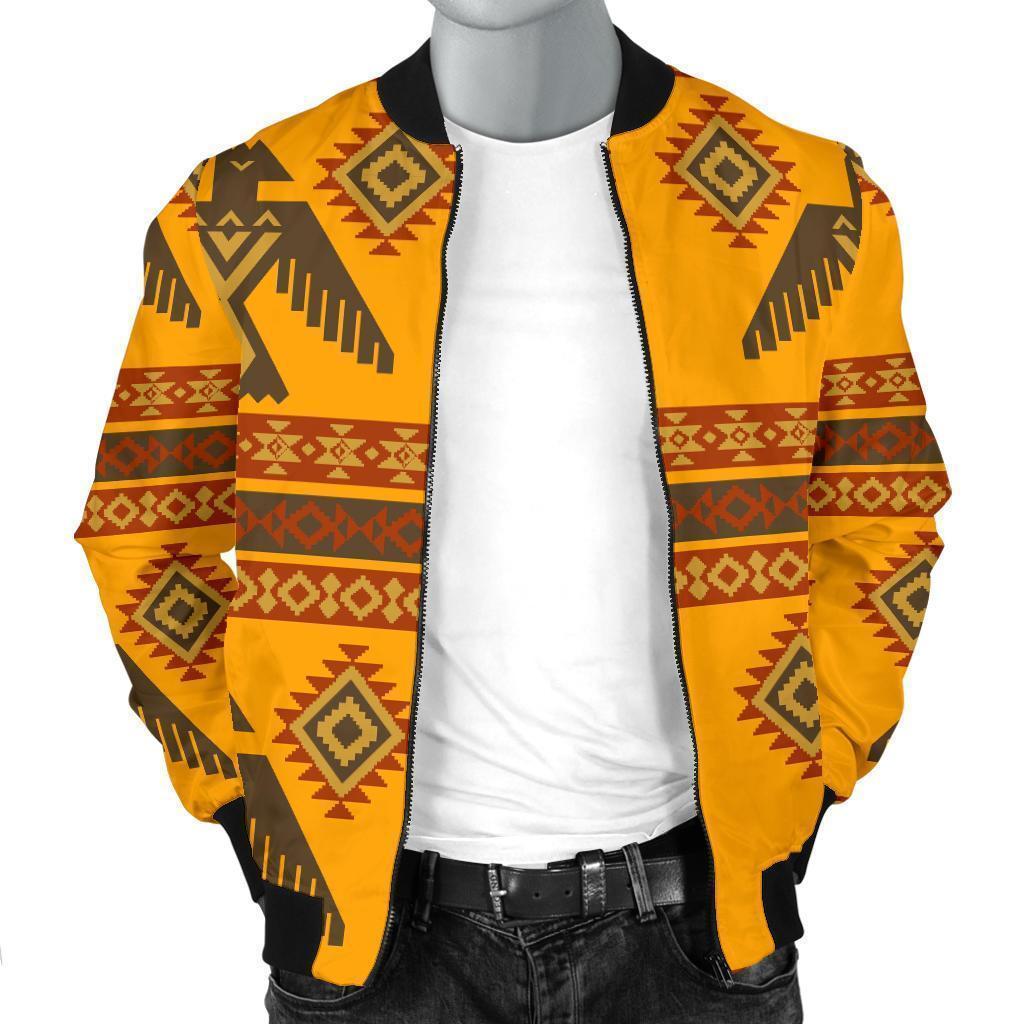 Eagle Aztec Pattern Print Men's Bomber Jacket-grizzshop