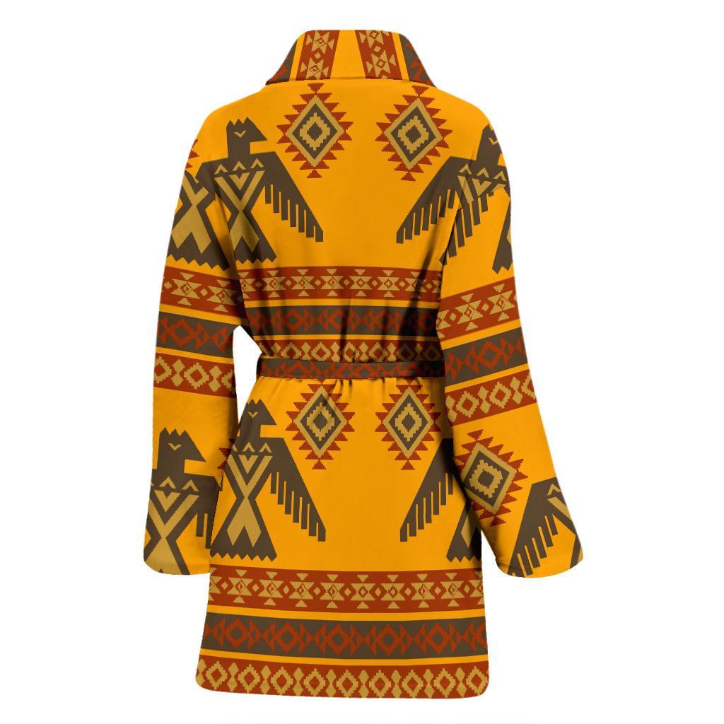 Eagle Aztec Pattern Print Women Long Robe-grizzshop