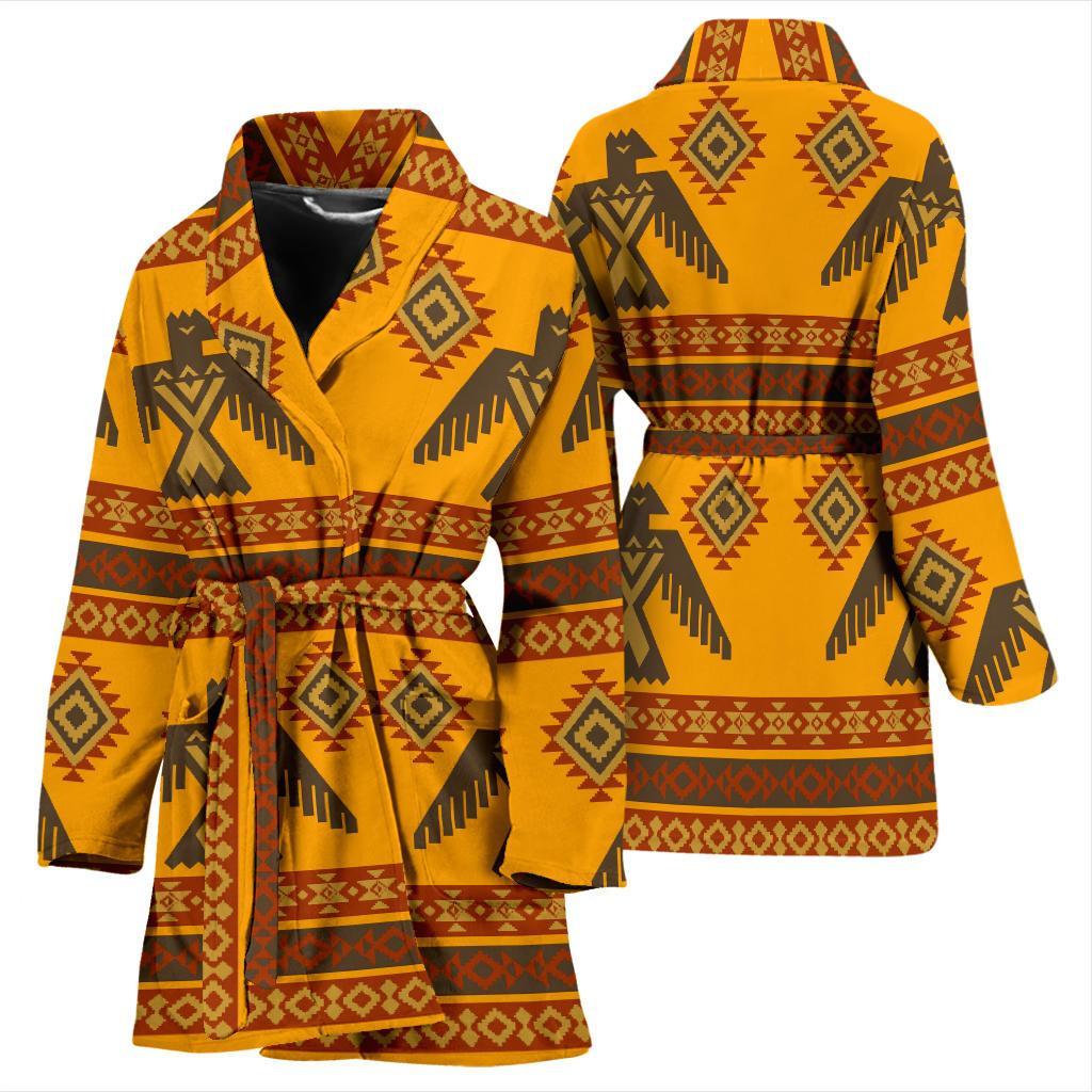 Eagle Aztec Pattern Print Women Long Robe-grizzshop