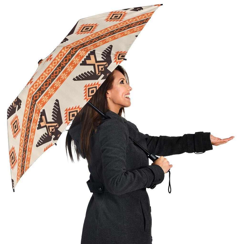 Eagle Aztec Print Pattern Automatic Foldable Umbrella-grizzshop