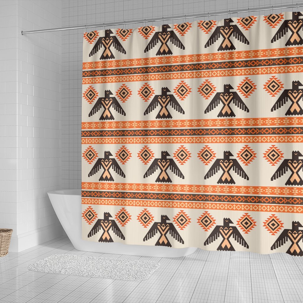 Eagle Aztec Print Pattern Bathroom Shower Curtain-grizzshop