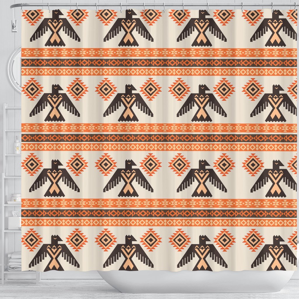 Eagle Aztec Print Pattern Bathroom Shower Curtain-grizzshop