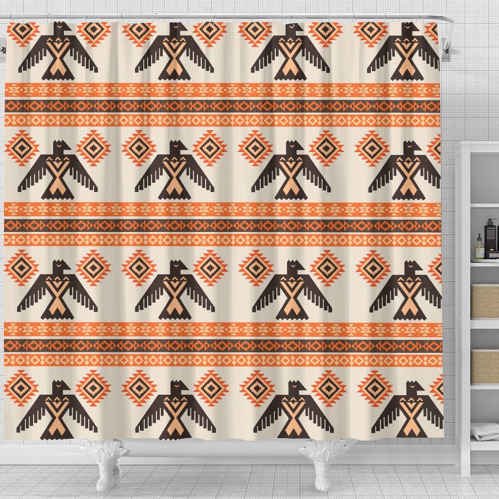 Eagle Aztec Print Pattern Bathroom Shower Curtain-grizzshop