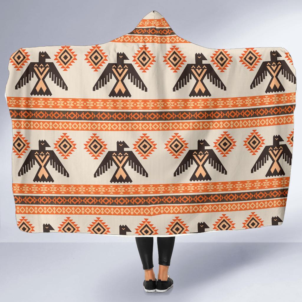 Eagle Aztec Print Pattern Hooded Blanket-grizzshop