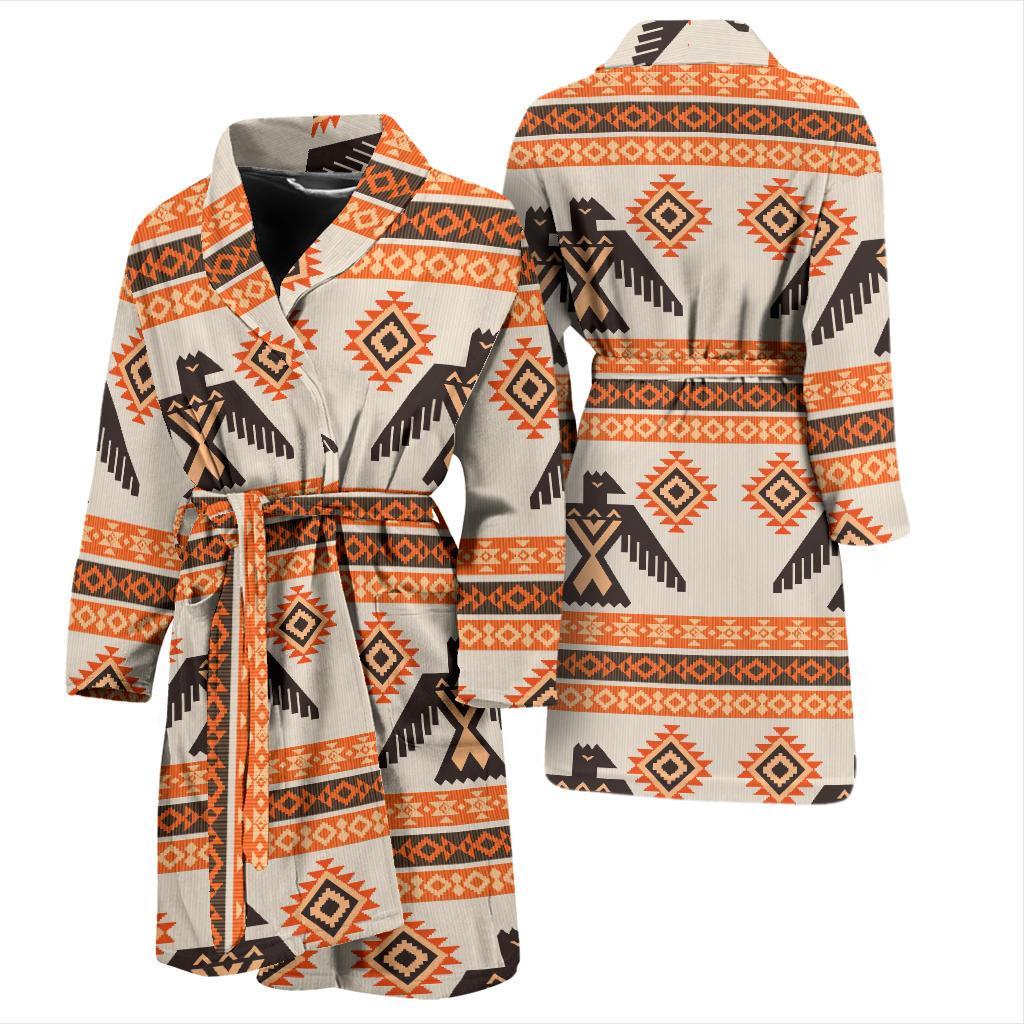 Eagle Aztec Print Pattern Men Long Robe-grizzshop