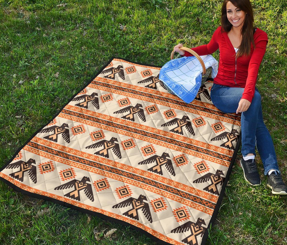 Eagle Aztec Print Pattern Quilt-grizzshop