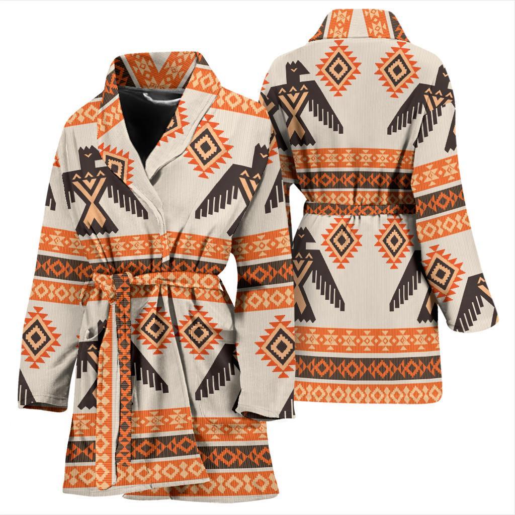 Eagle Aztec Print Pattern Women Long Robe-grizzshop