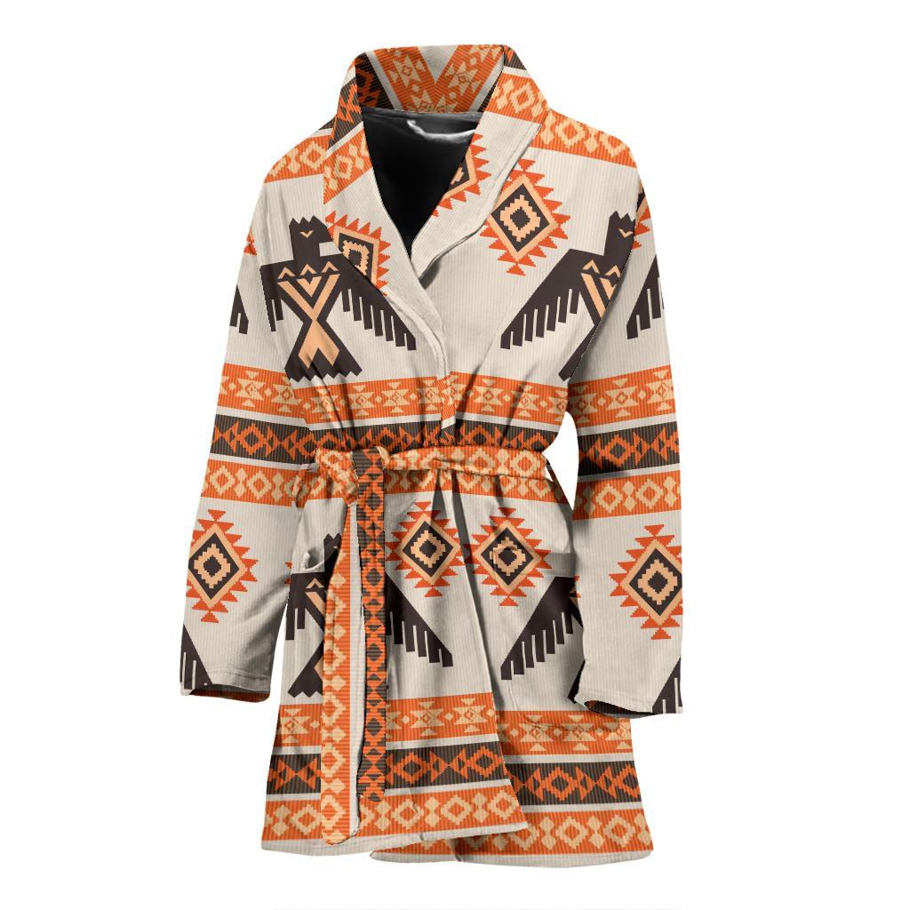 Eagle Aztec Print Pattern Women Long Robe-grizzshop